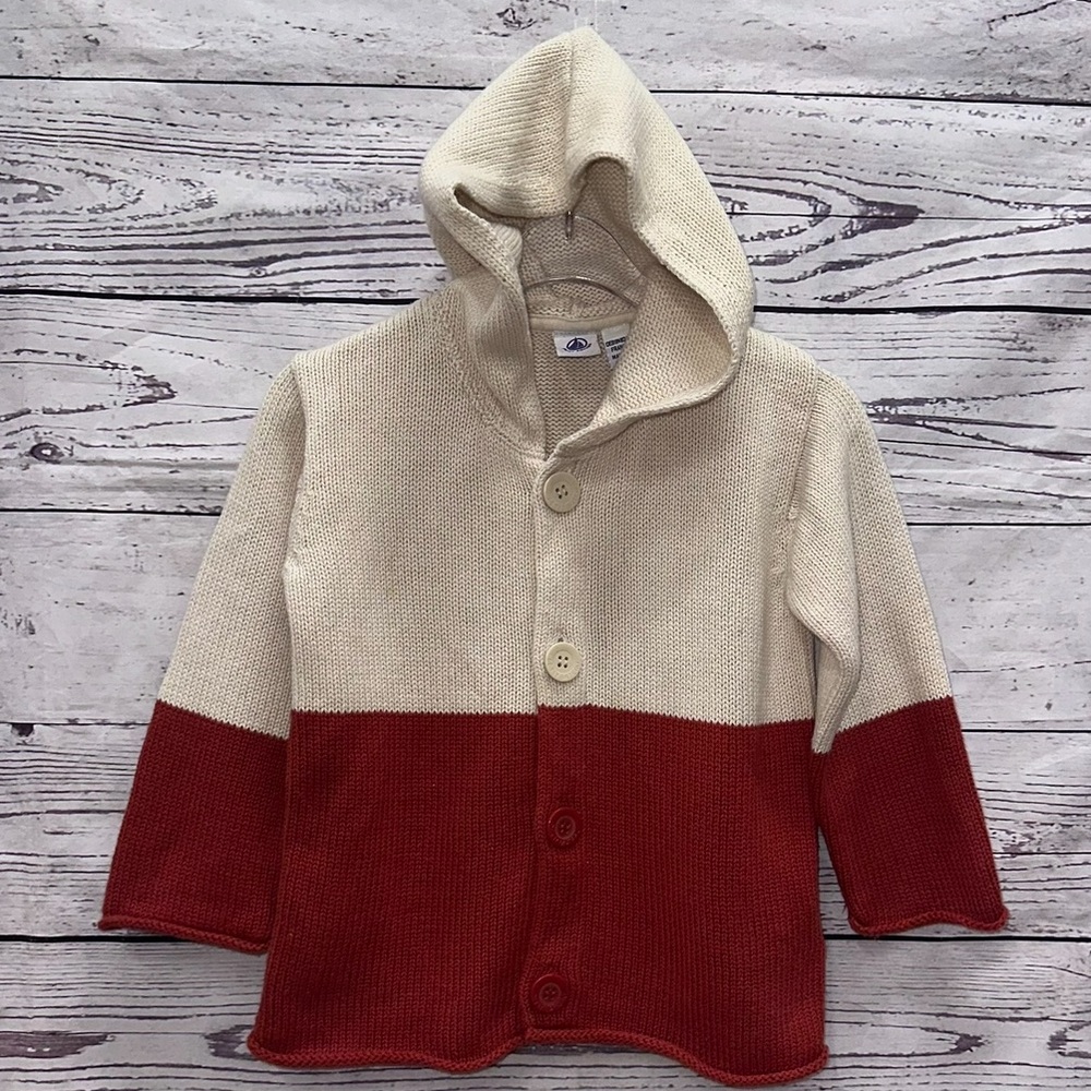 Petit Bateau Girls Hooded Colorblock Sweater Size 24 Months